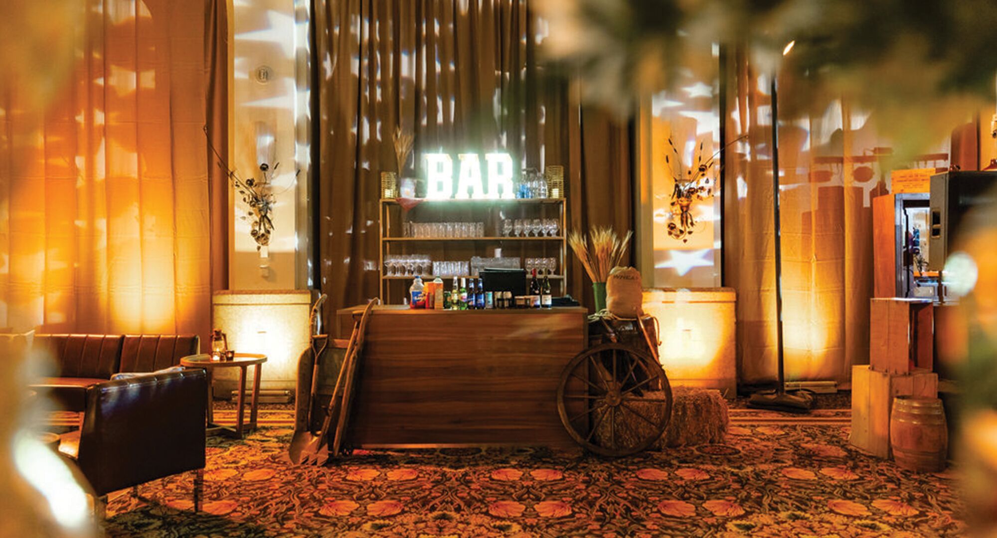 A fun western themed after party in Mount Temple Ballroom at the Chateau Lake Louise.