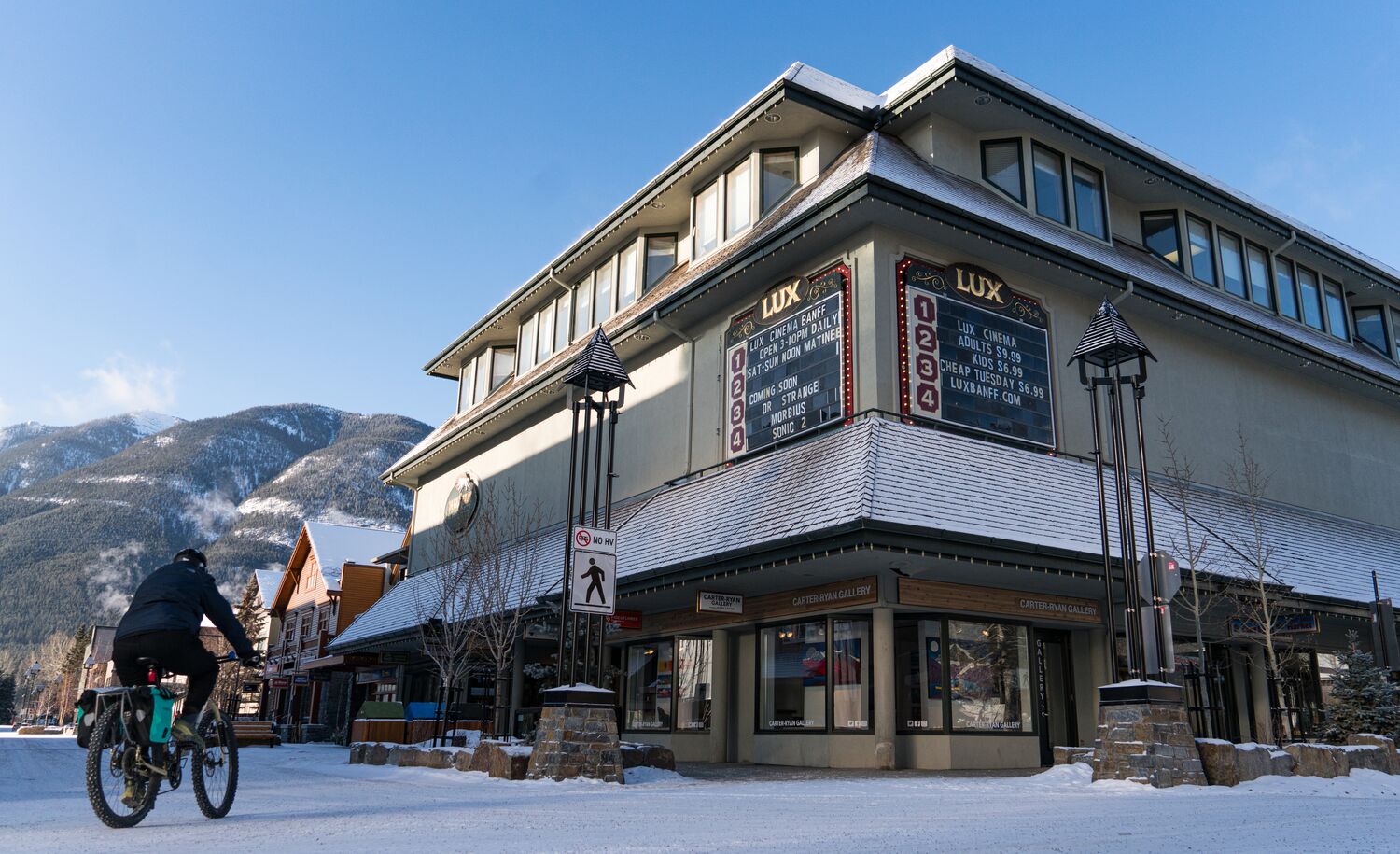 The outside of the LUX cinema in Banff National Park