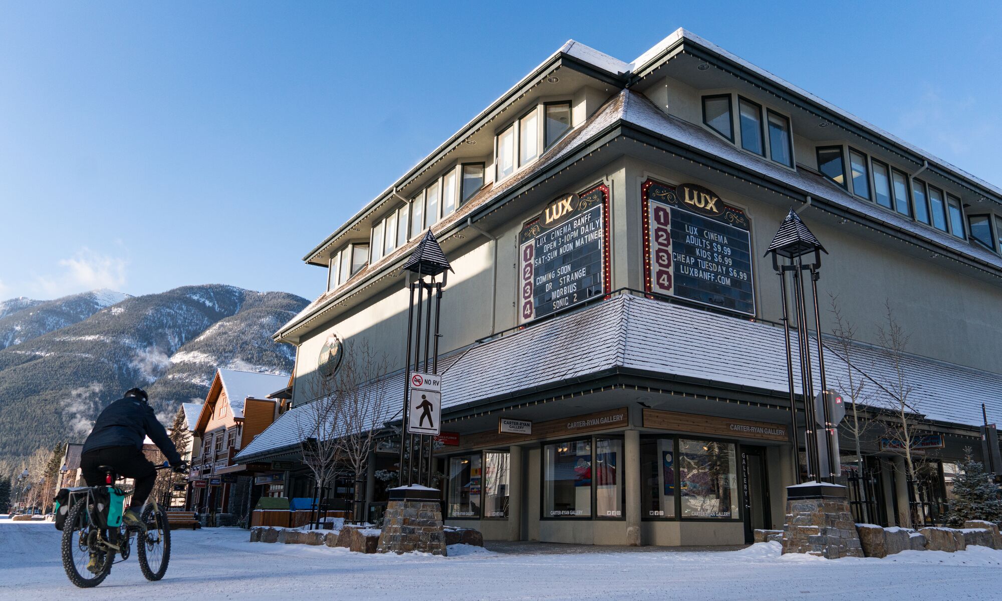 The outside of the LUX cinema in Banff National Park