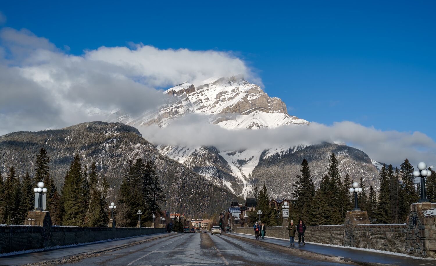 Cascade mountain at the end of Banff Ave in Banff National Park