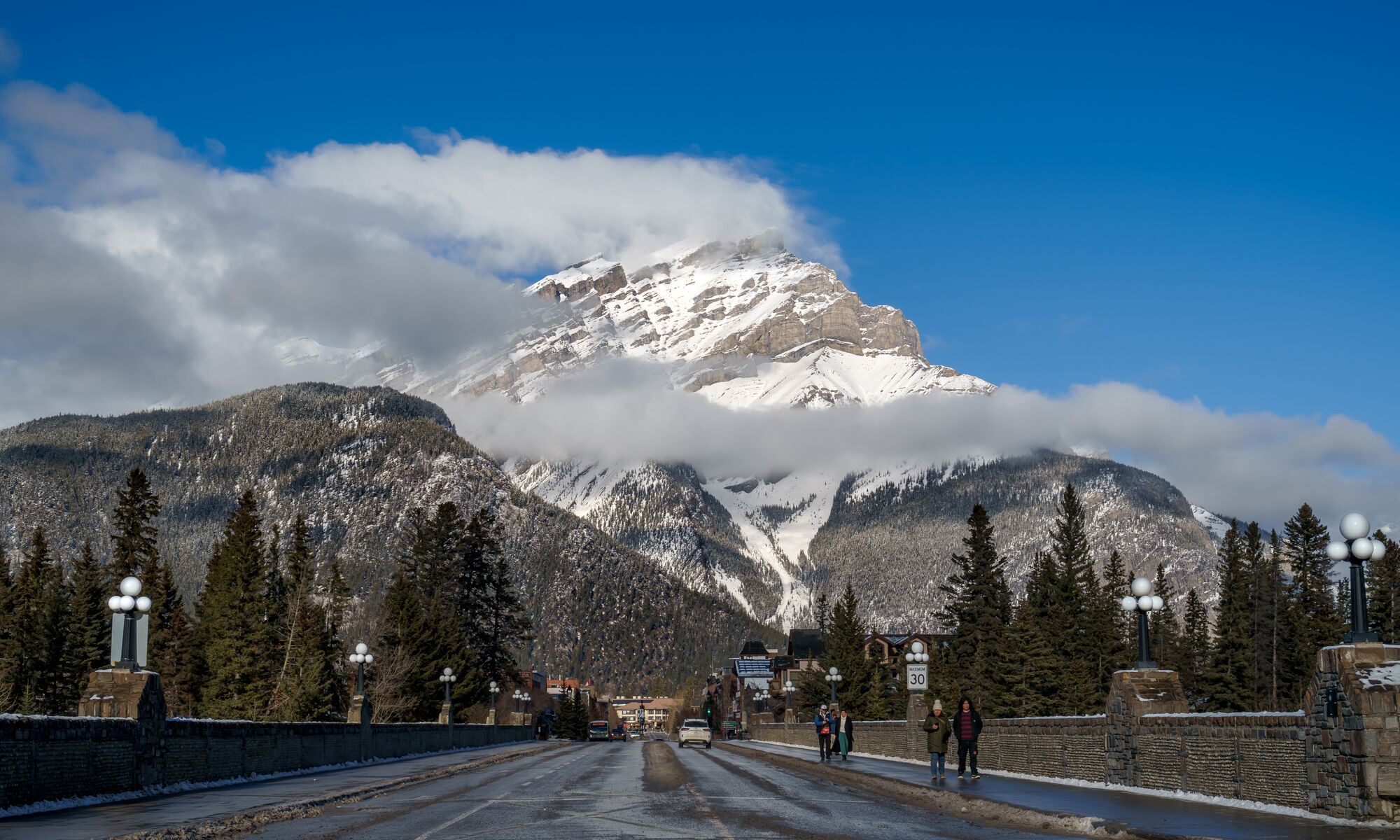 Cascade mountain at the end of Banff Ave in Banff National Park