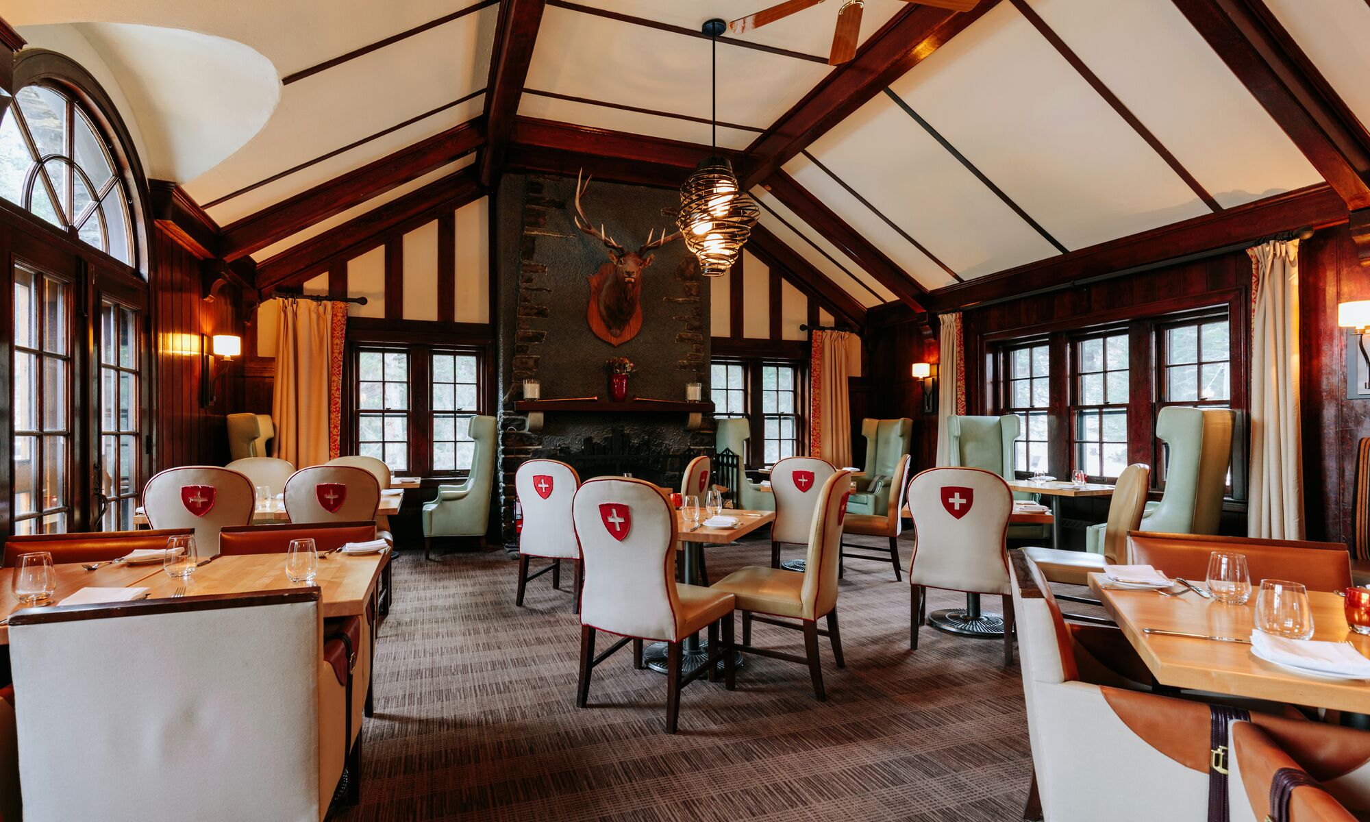 Interior of the Waldhaus Restaurant at the Fairmont Banff Springs in Banff National Park.