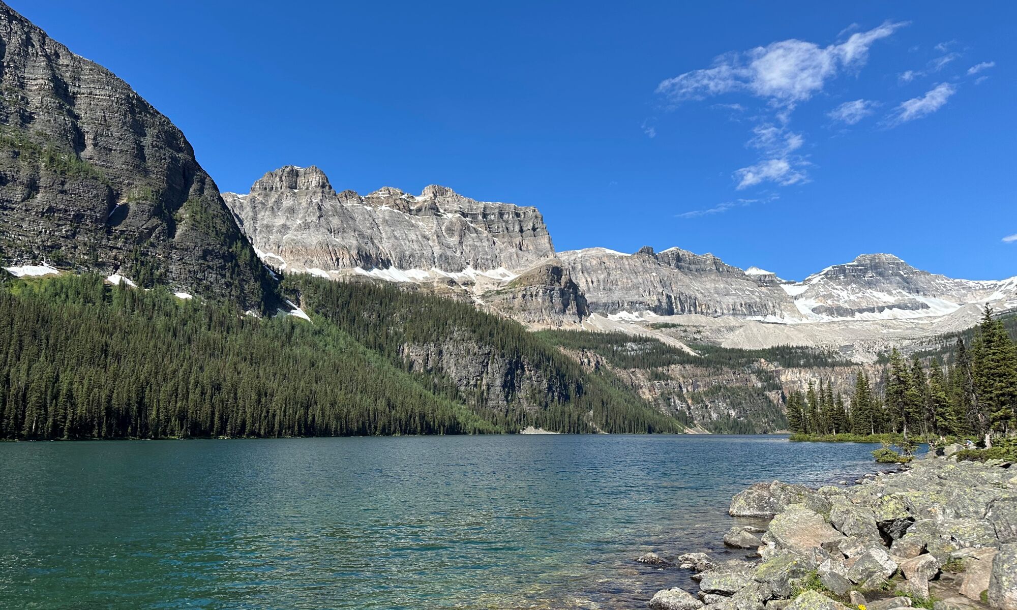 Boom Lake in the summer in Banff National Park