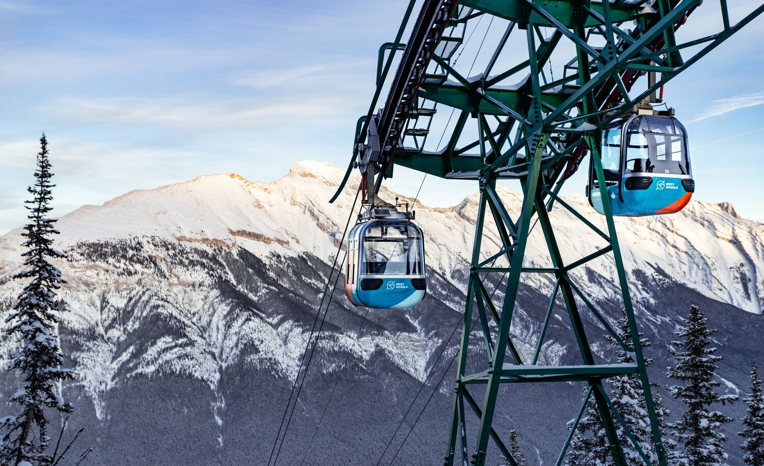 The Banff gondola in winter in Banff National Park