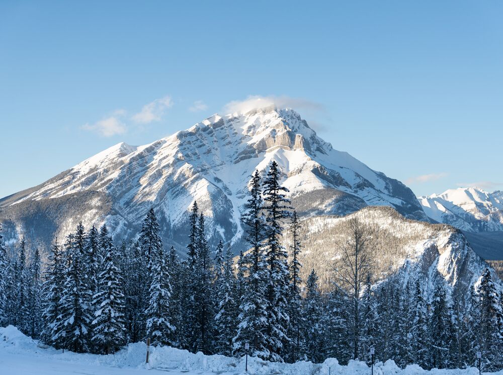 Cascade Mountain in winter in Banff National Park