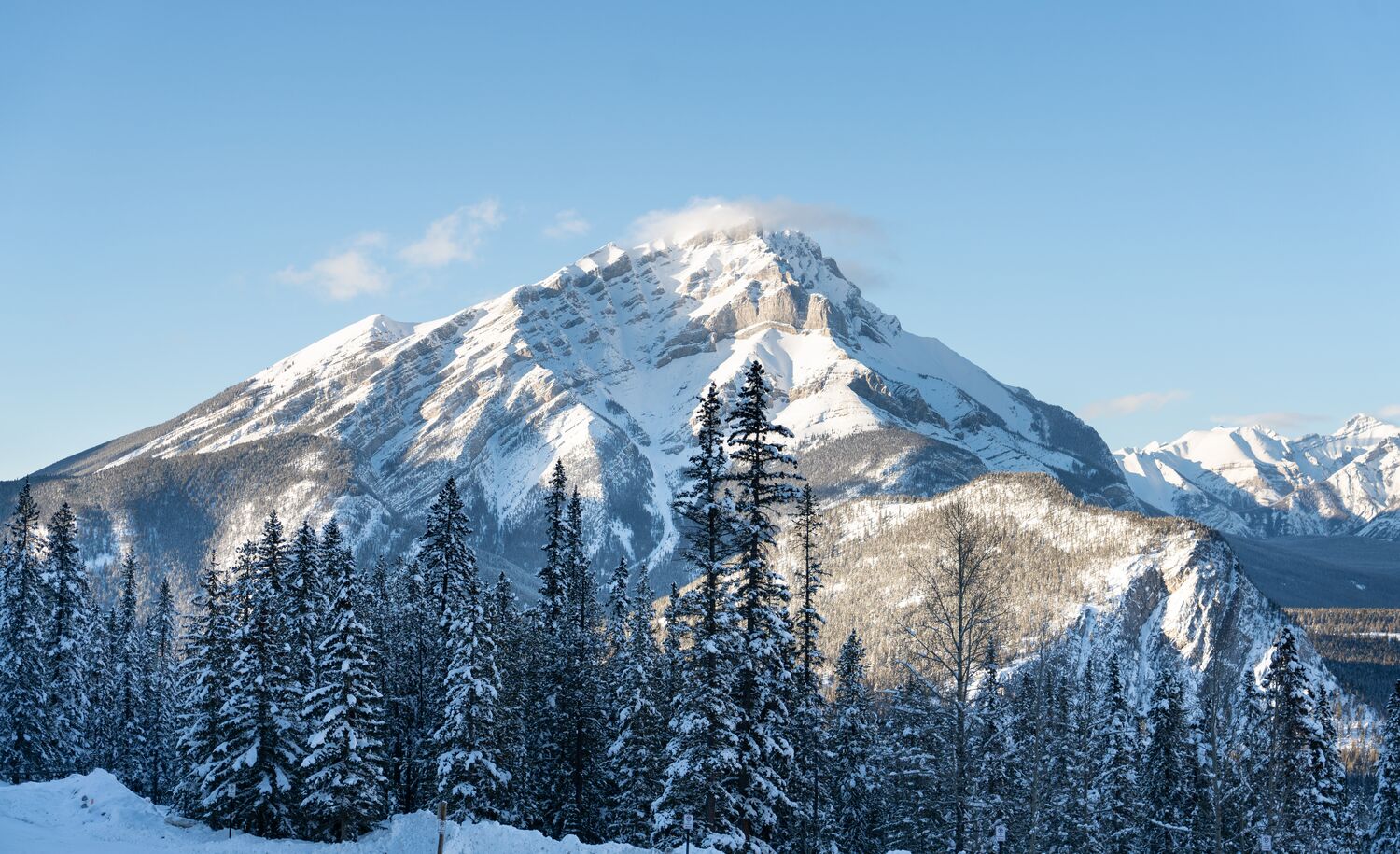Cascade Mountain in winter in Banff National Park
