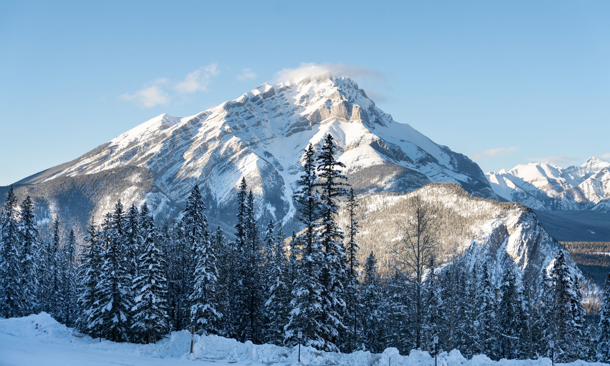 Cascade Mountain in winter in Banff National Park