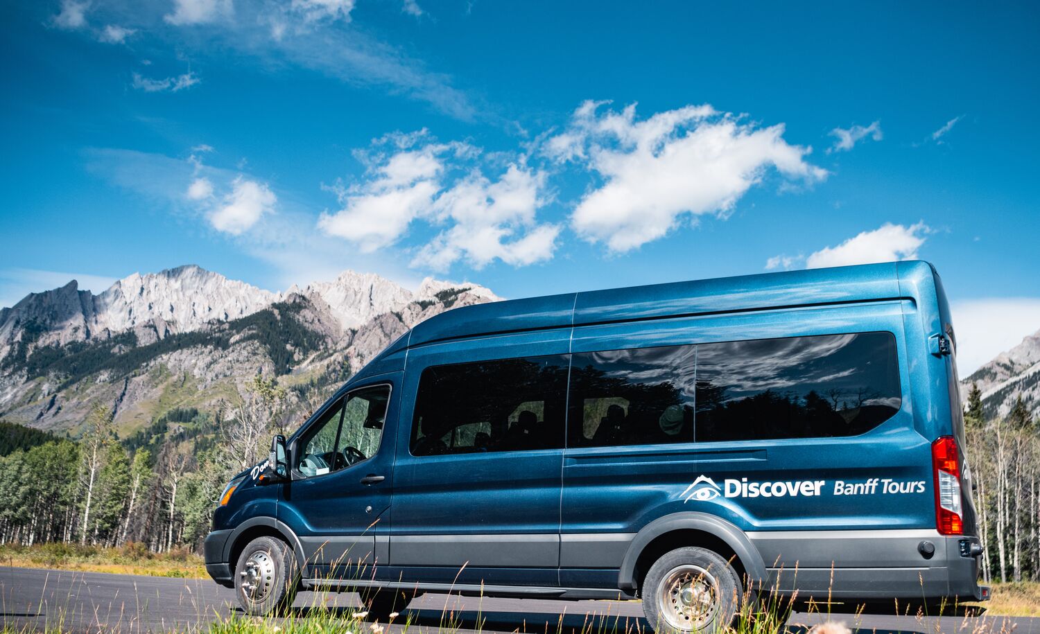A Discover Banff Tour bus in Banff National Park