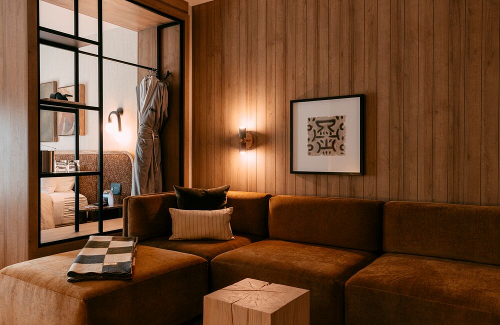 Lounge seating in a premium king room