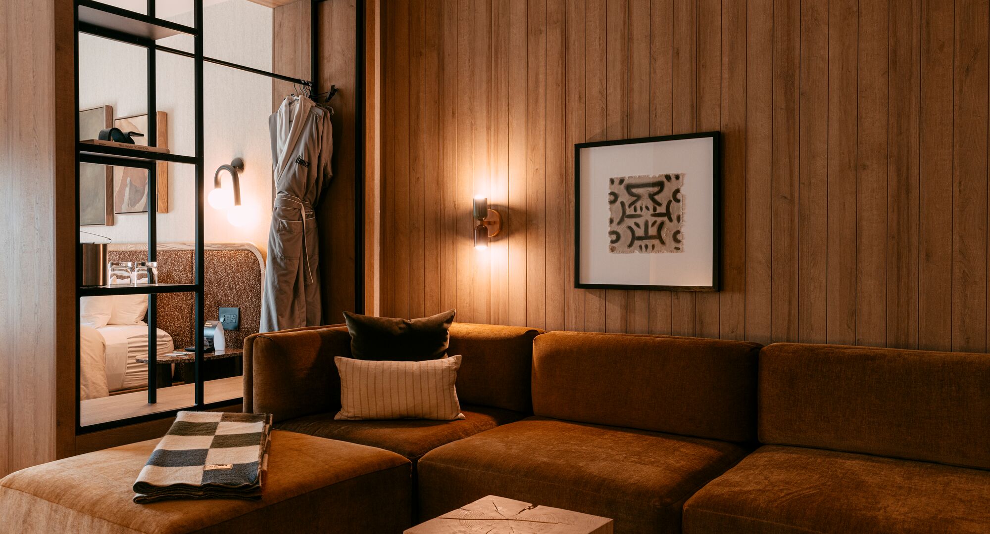 Lounge seating in a premium king room