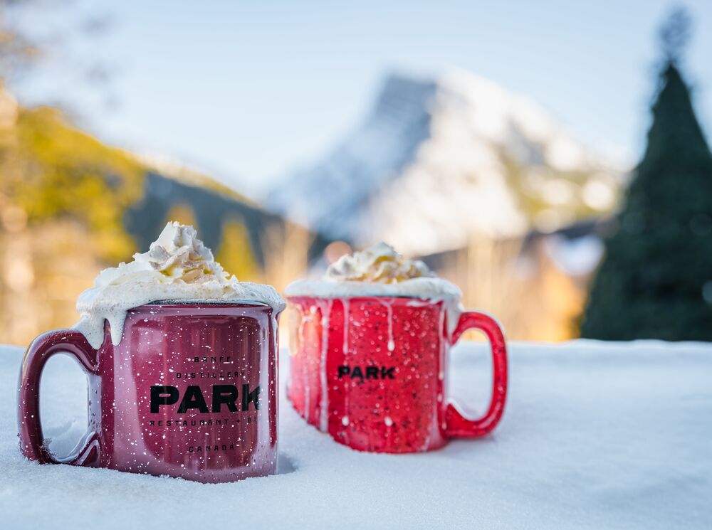 Hot Chocolate being offered as part of the 2022 Hot Chocolate Trail in Banff National Park.