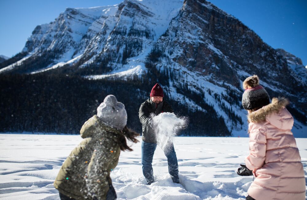 Winter Family Hiking Fun, Lake Louise, Banff National Park