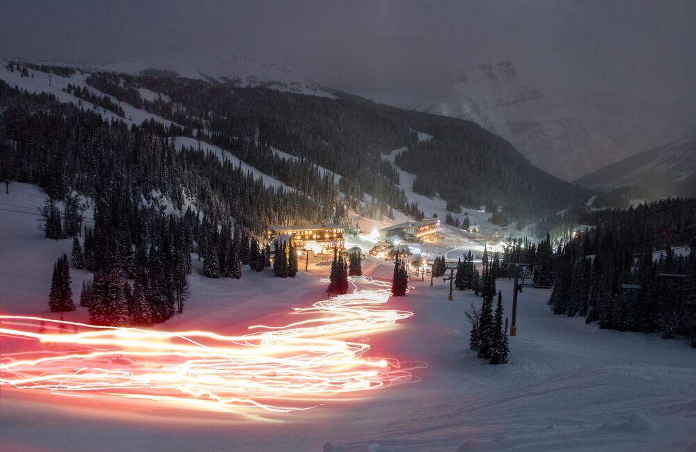 Christmas Eve Torch Light Parade at Banff Sunshine Village
