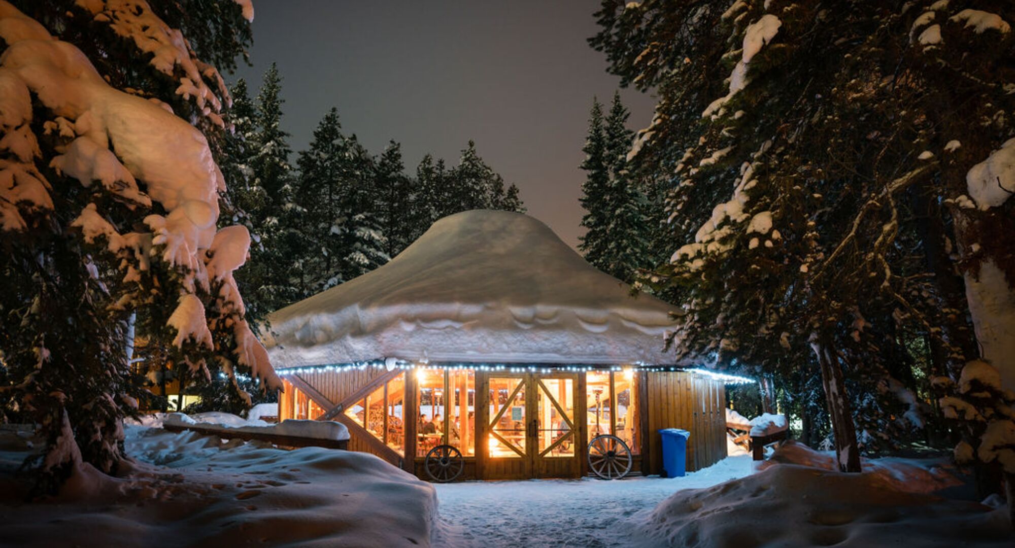 Lake Louise Inn Gazebo nestled in a winter wonderland.