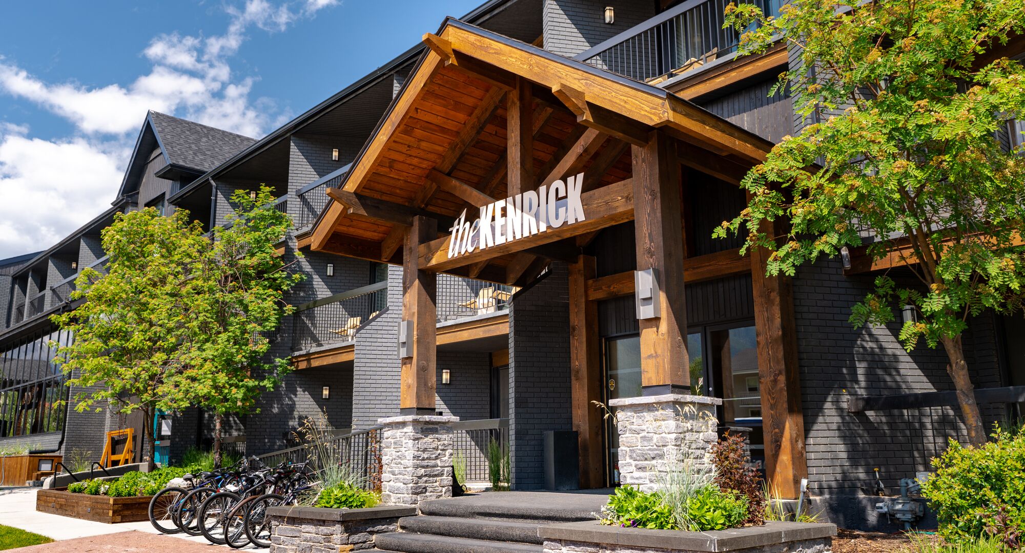 Entrance of the Kenrick Hotel in Summer