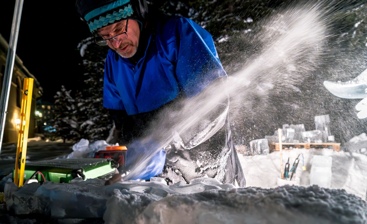 Ice sculptures at Ice Magic in Lake Louise in Banff National Park.
