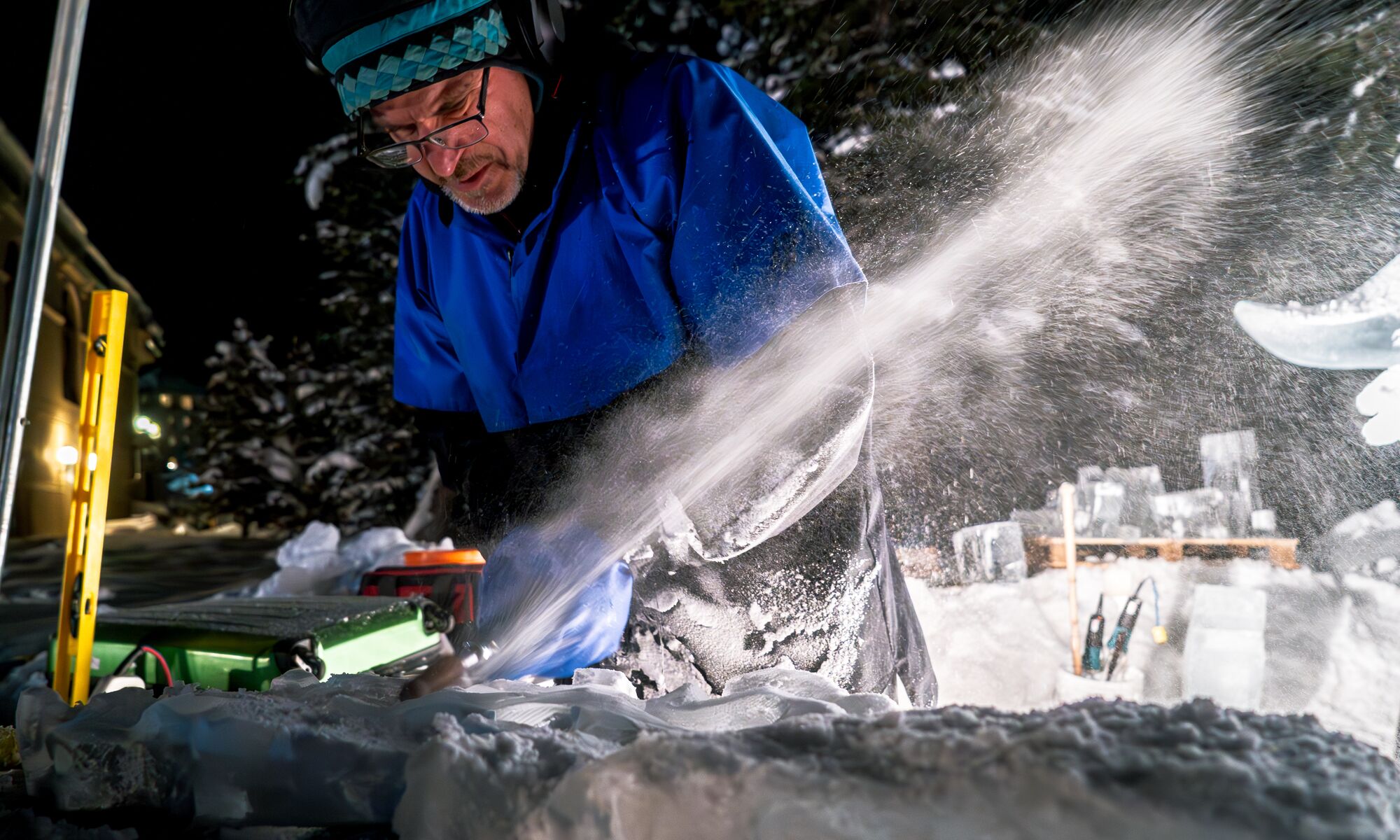 Ice sculptures at Ice Magic in Lake Louise in Banff National Park.