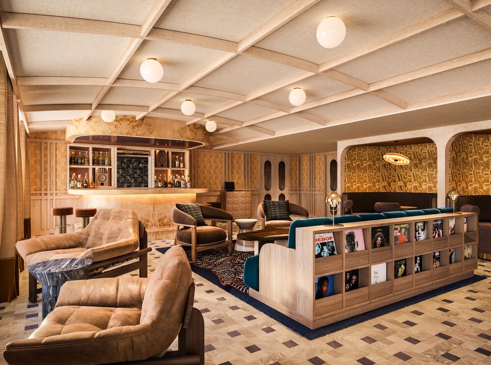The Listening Room at Rimrock Banff, Emblems Collection where you can listening to vinyl records.