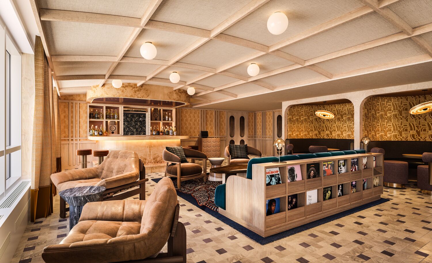 The Listening Room at Rimrock Banff, Emblems Collection where you can listening to vinyl records.