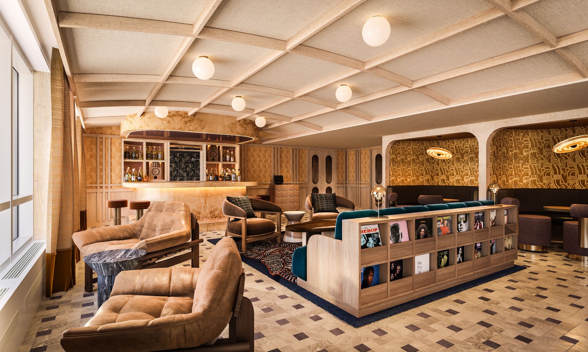 The Listening Room at Rimrock Banff, Emblems Collection where you can listening to vinyl records.
