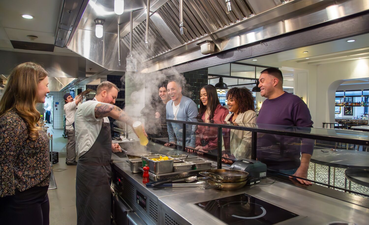 A group enjoying the Eat the Castle Tour at the Fairmont Banff Springs Hotel.