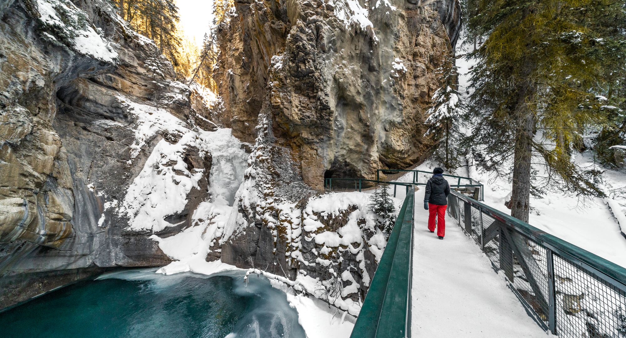 Hiking Johnston Canyon in the spring in Banff National Park