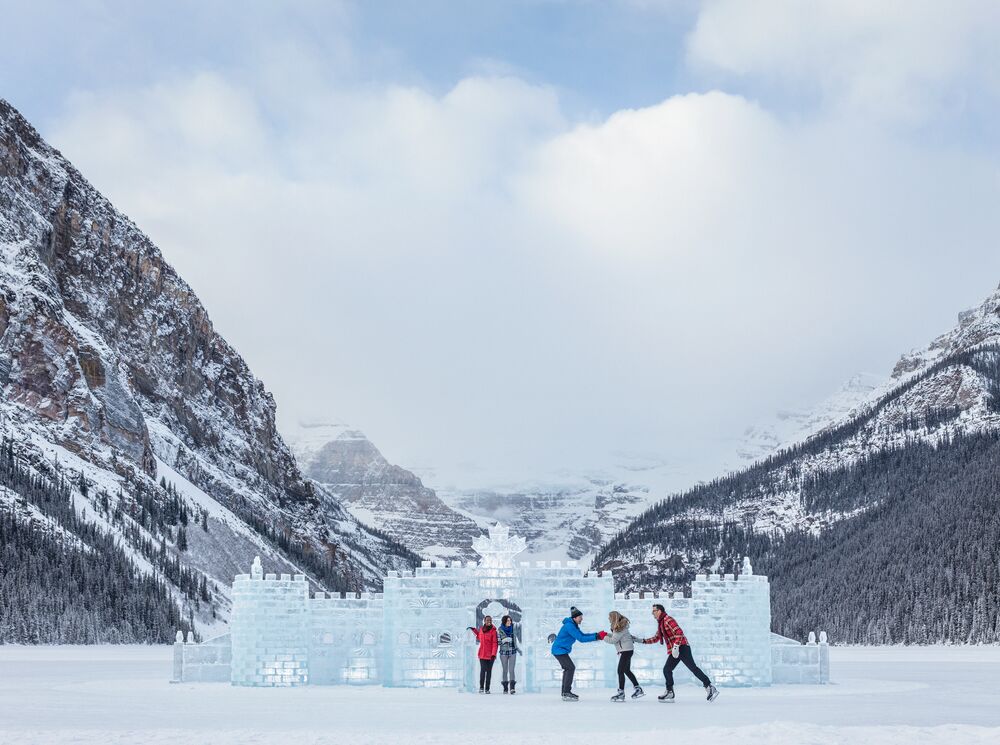 Ice skating in Lake Louise in Banff National Park.