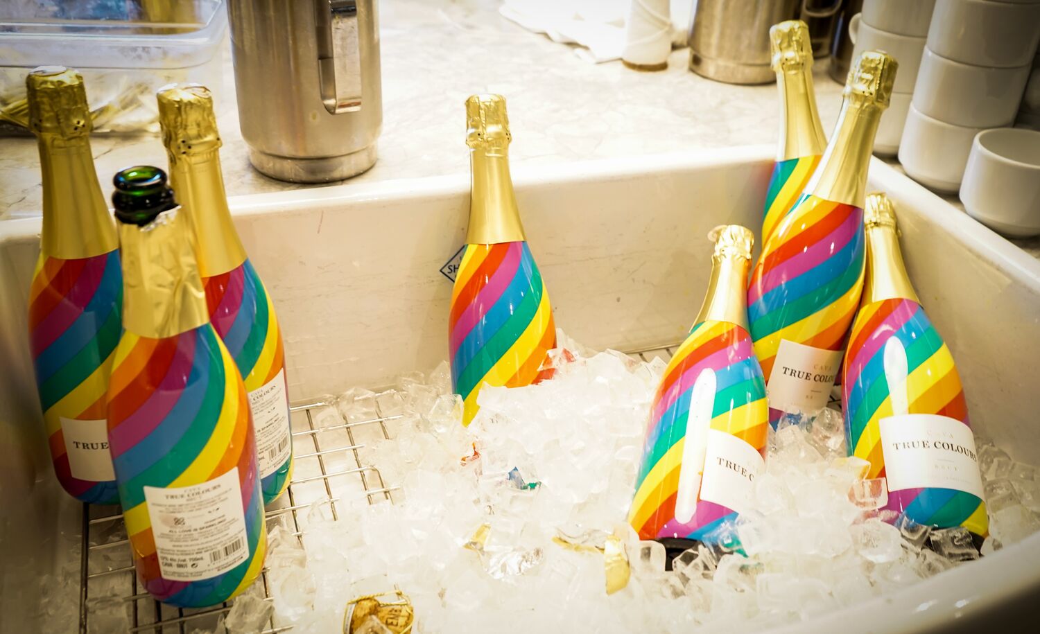Pride wine bottles Vermillion Room Banff and Lake Louise.