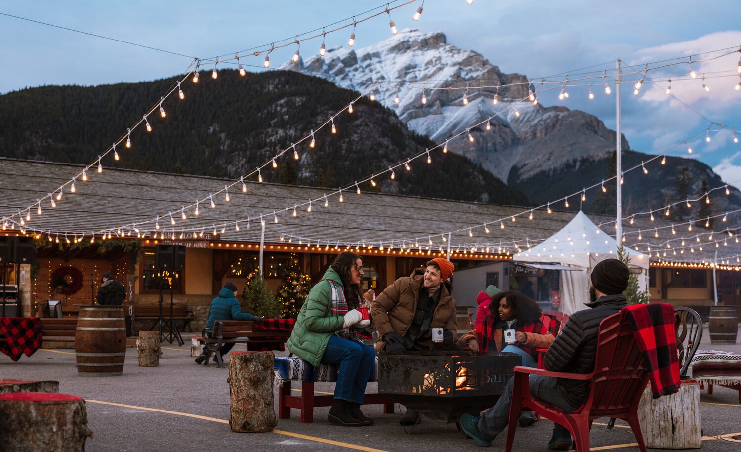 People explore the Banff Christmas Market in Banff.