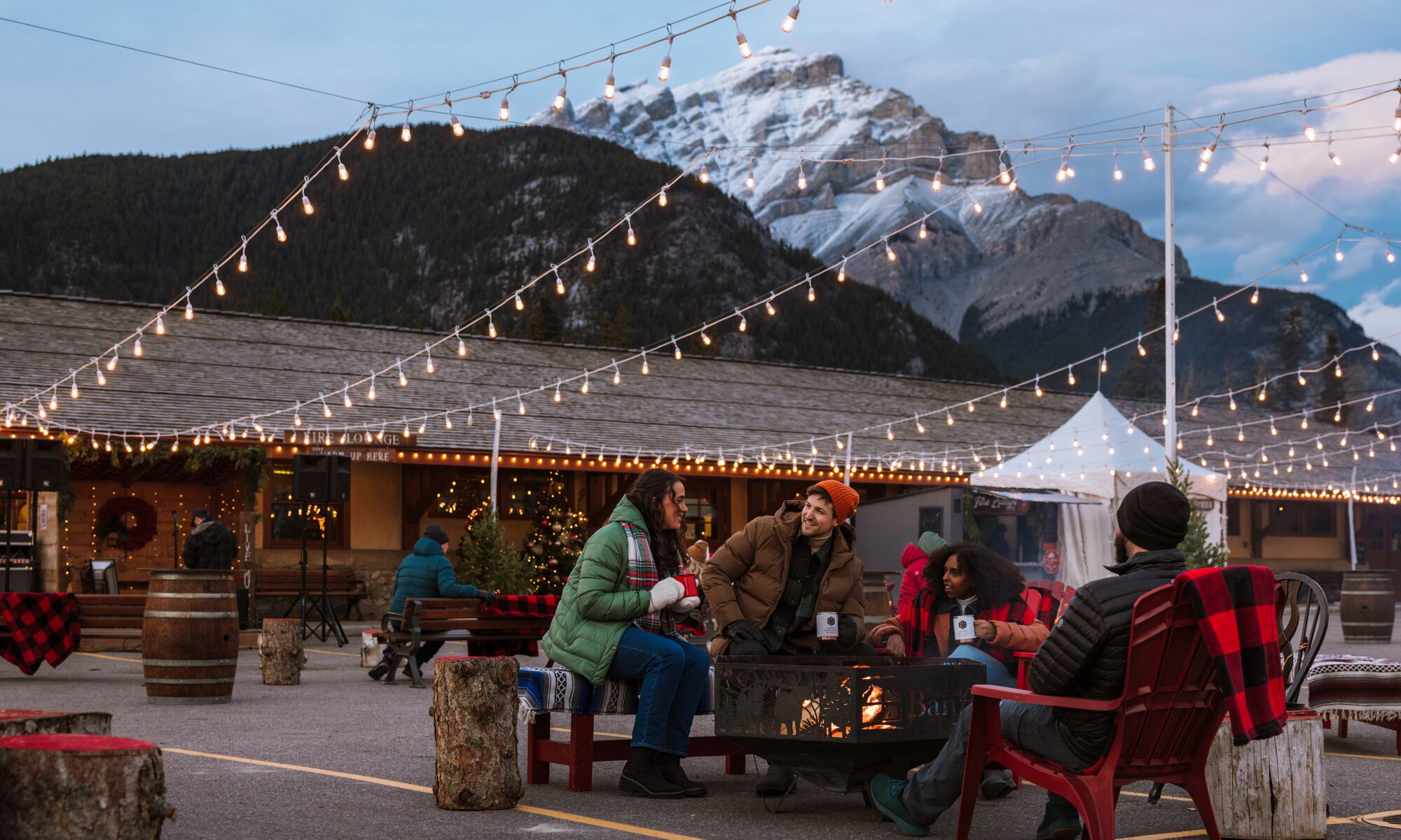 People explore the Banff Christmas Market in Banff.