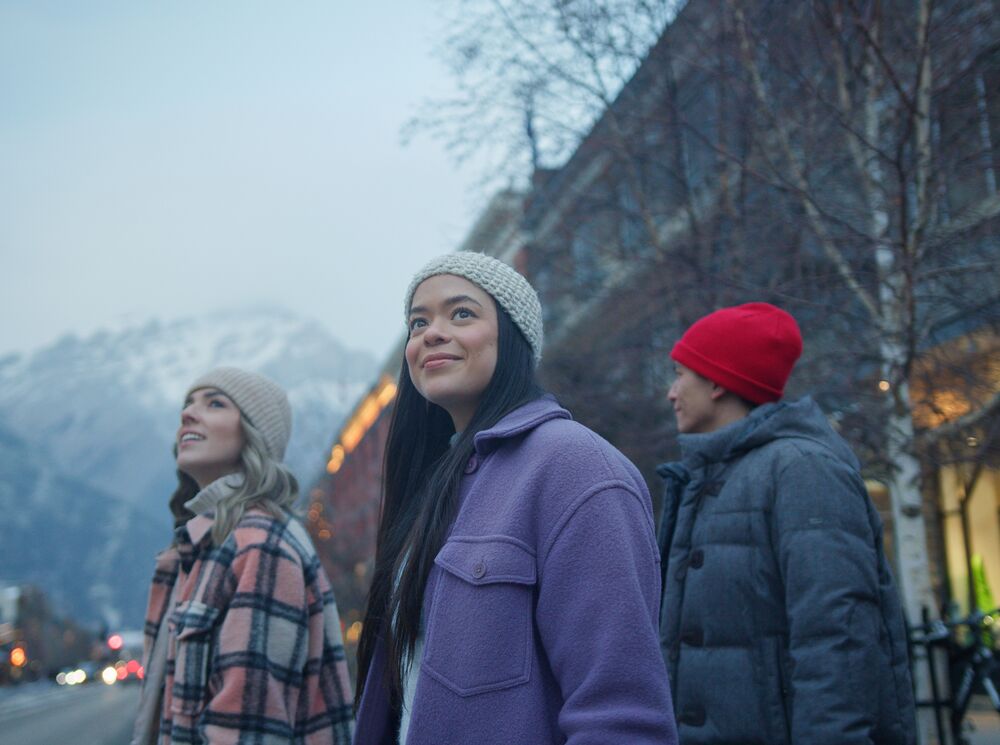 People shopping downtown Banff.