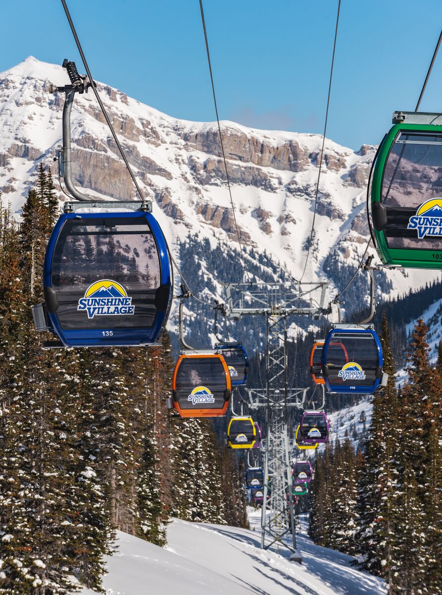 The gondolas at the Banff Sunshine Village Ski Resort in Banff National Park.