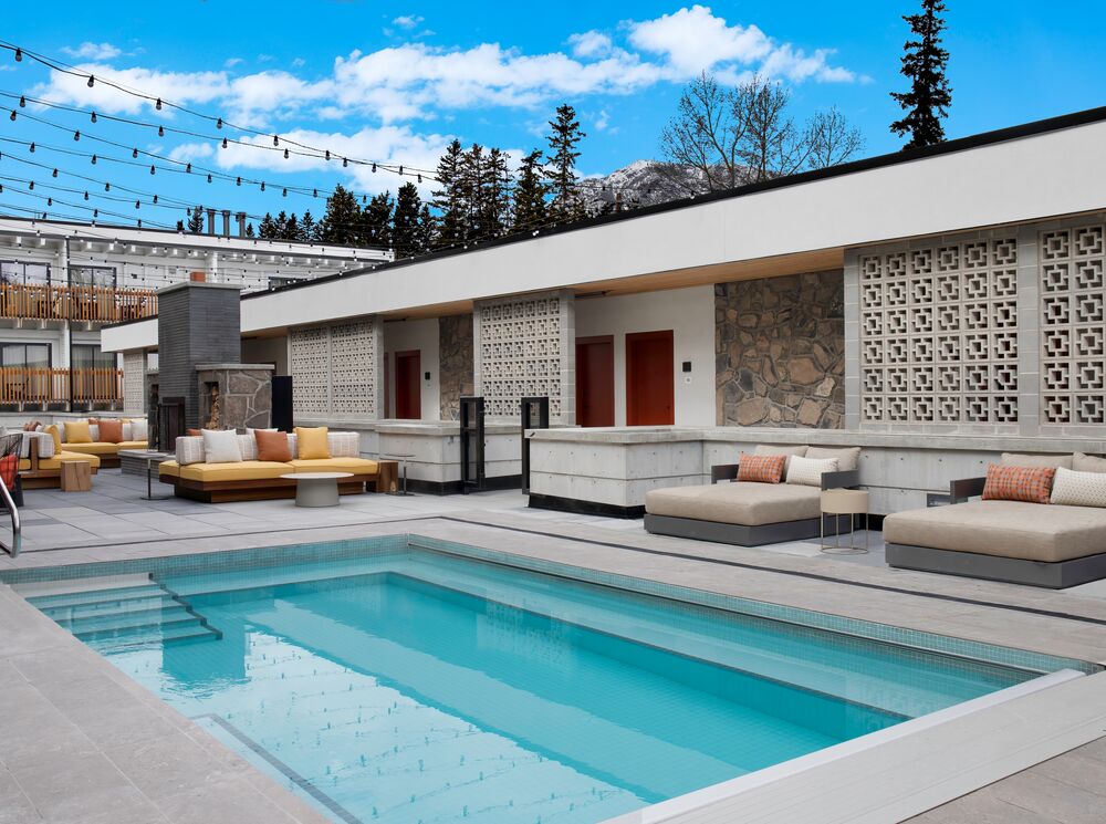 A hotel in Banff named The Moxy Banff, with a retro modern vibe.