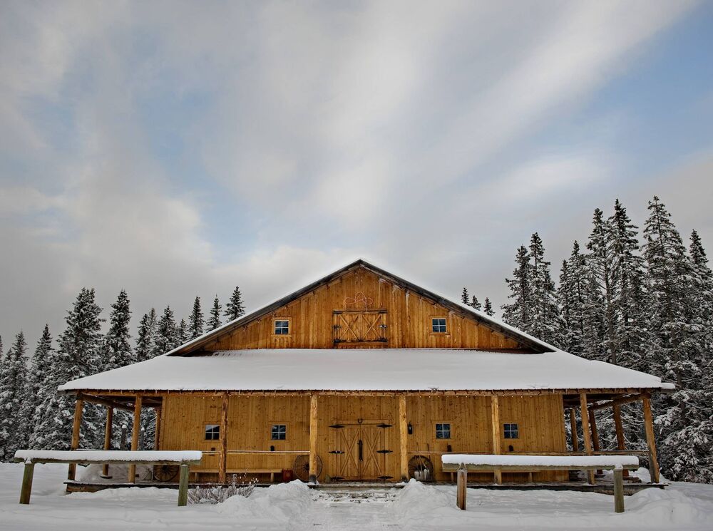 The outside of Brewster Dance Barn in Banff National Park.