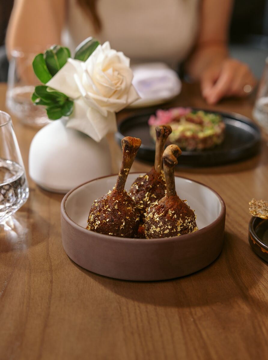 Lamb shanks sit on a table at Brazen in Banff.