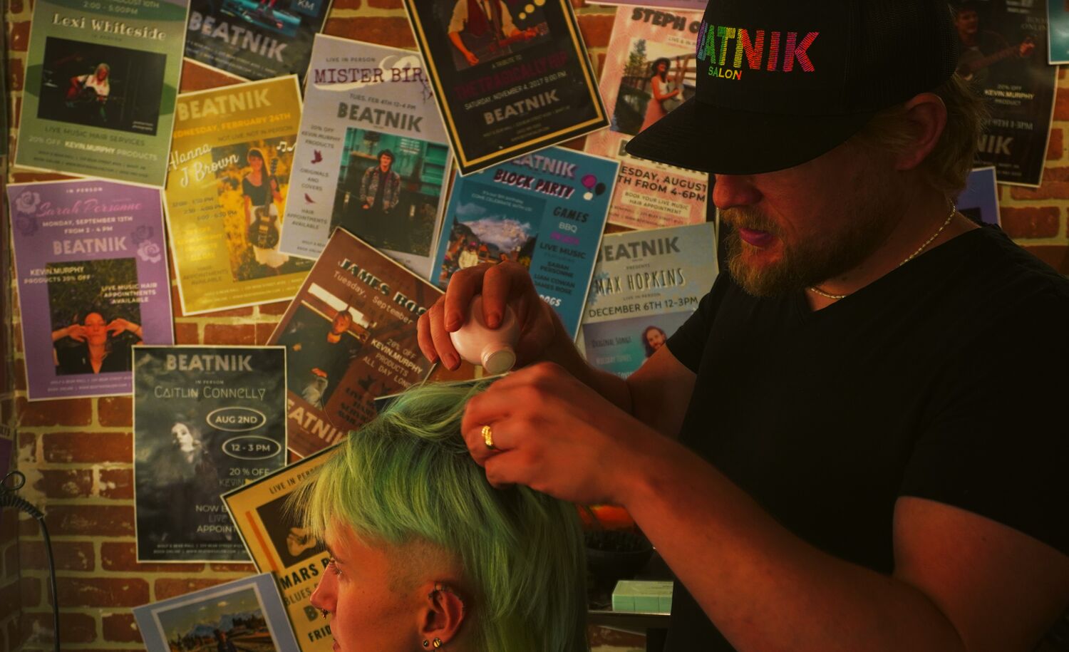 Someone getting their hair done at BEATNIK Salon.