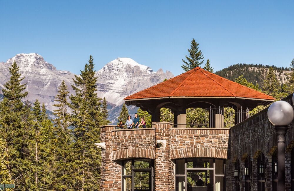 A family visits the Cave & Basin National Historic Site in Banff National Park