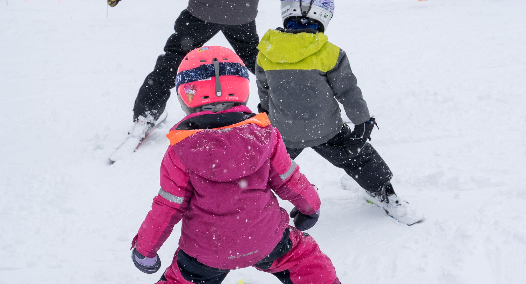 People learning to ski and snowboard at Mt. Norquay's Snow School in Banff National Park.