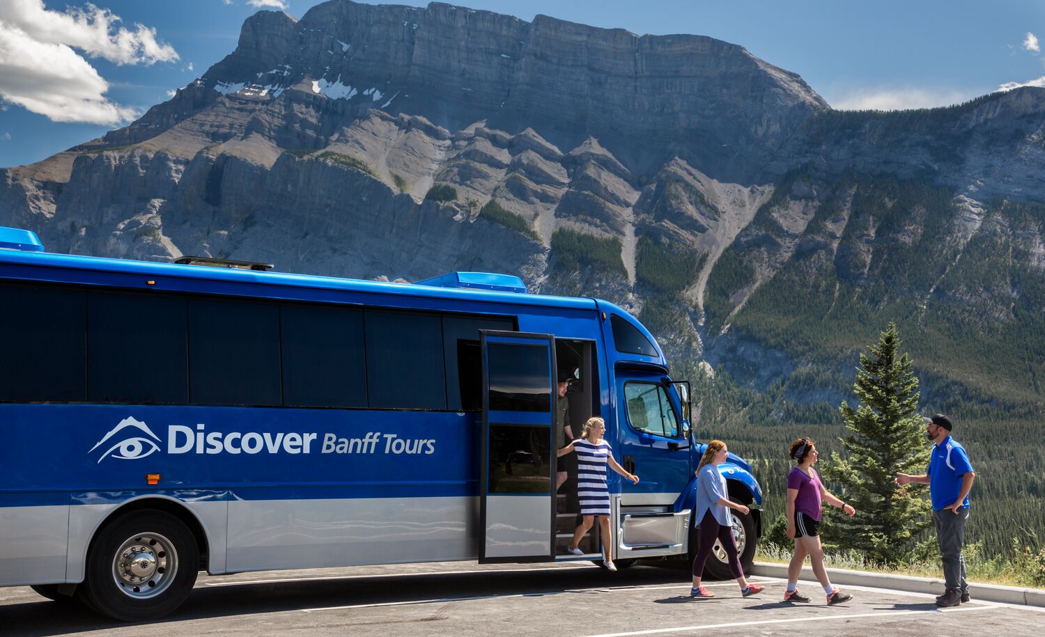 People on a sightseeing tour in Banff National Park, a popular thing to do in August