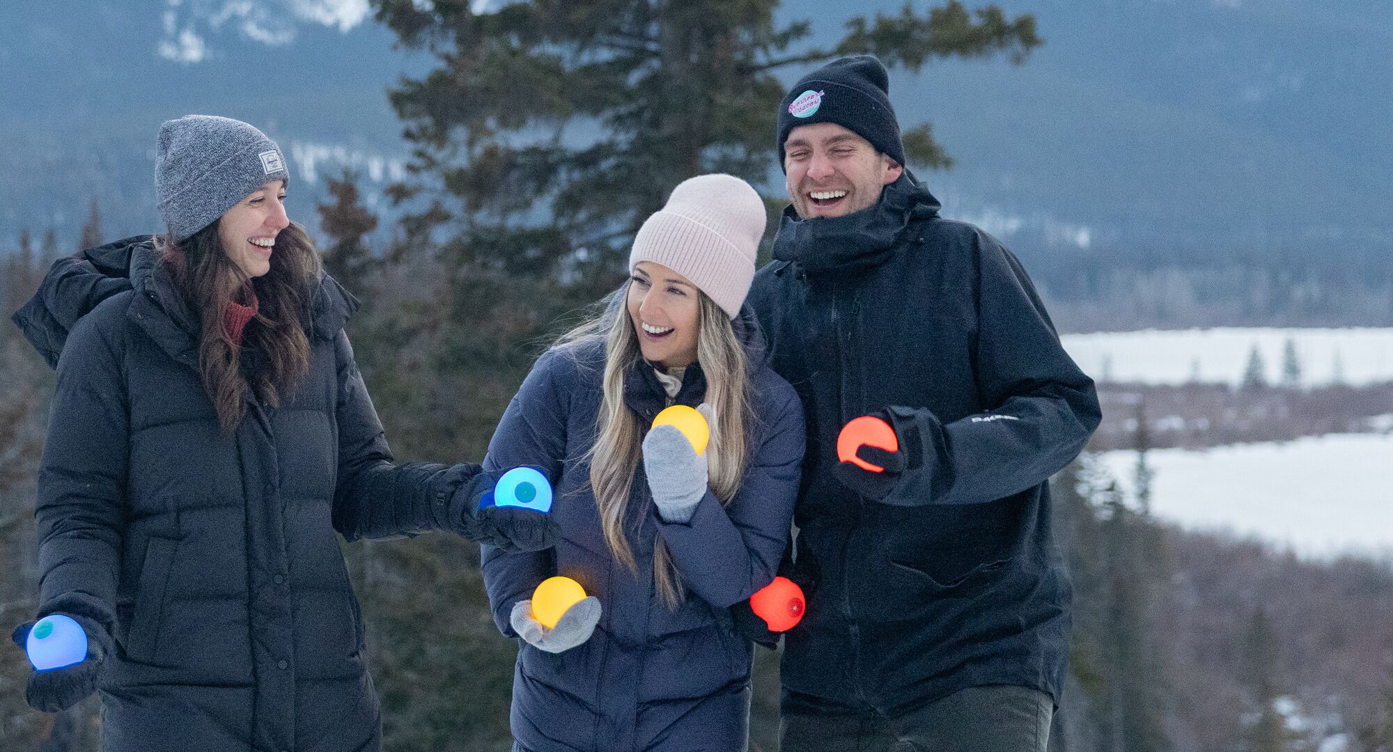 A group playing glow-in-the-dark boule at Fireside Sunset