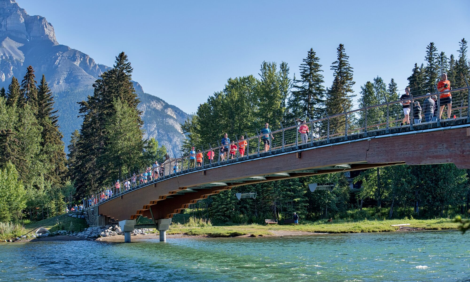 People running the Banff Half Marathon, a popular thing to do in Banff in June