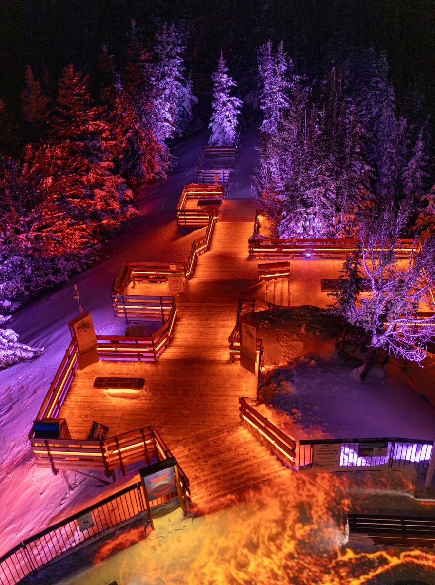 Nightrise at the Banff Gondola.
