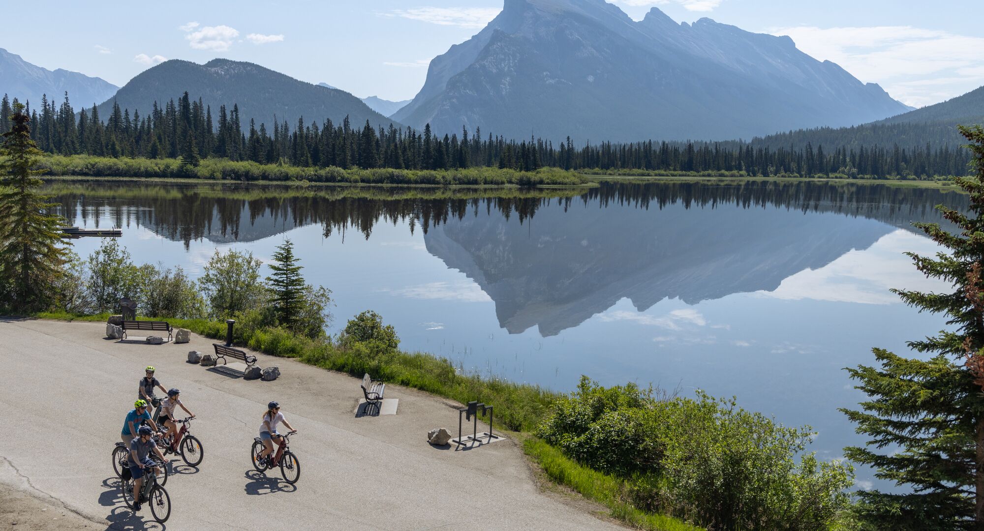 Biking along Vermillion Lakes in Banff National Park