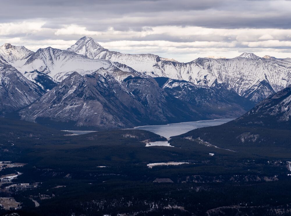 The view from the top of Sulphur Mountain in Banff, Alberta, Canada.