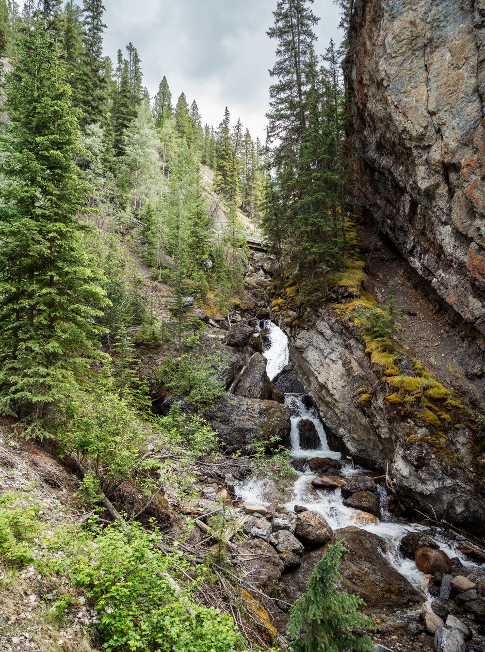 A waterfall in Sundance Canyon in Banff National Park.
