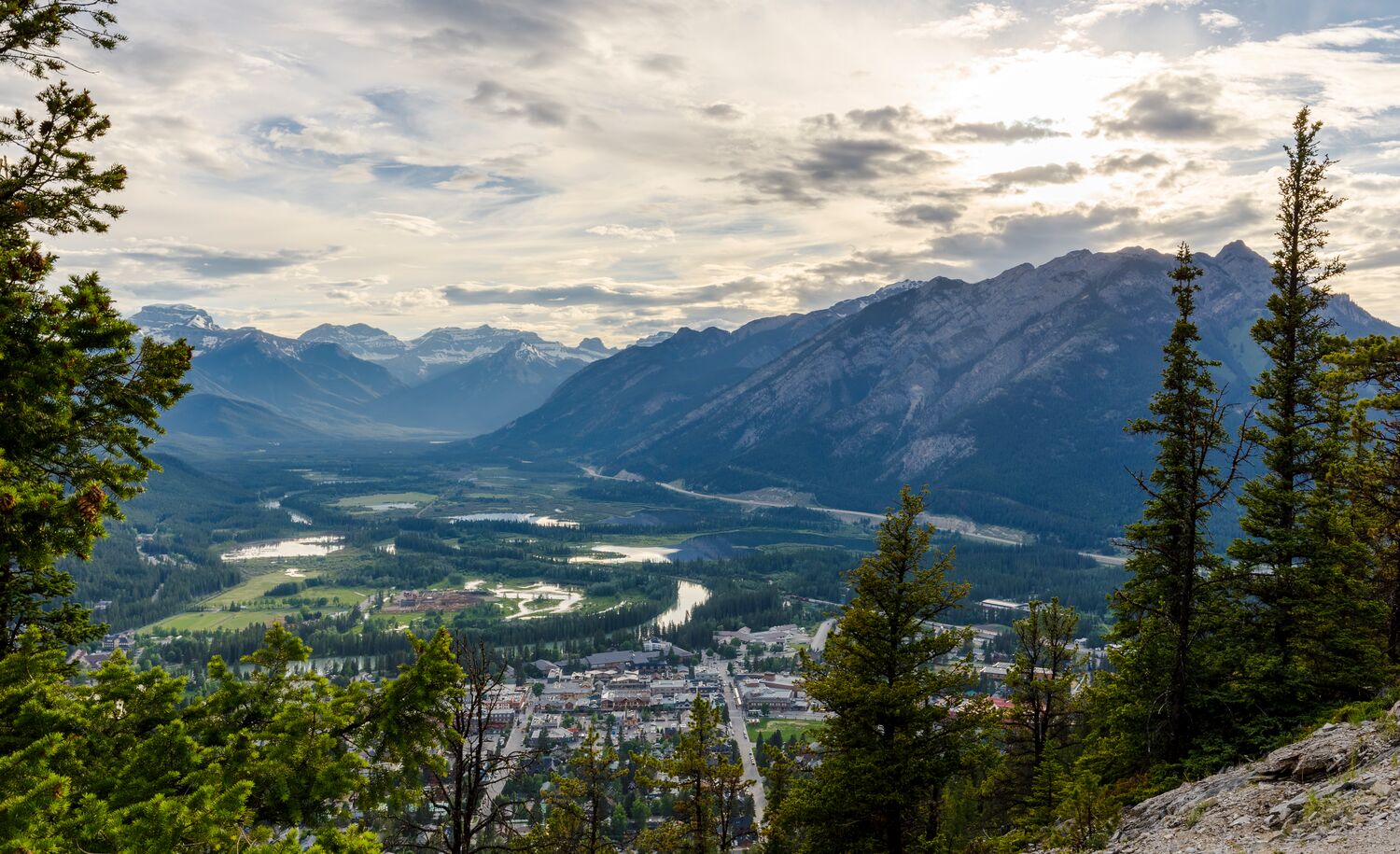 The Banff Townsite as seen from the top of Tunnel Mountain in Banff National Park.