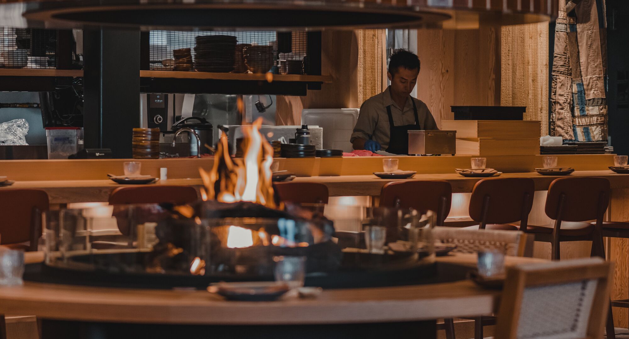The interior of the Hello Sunshine restaurant located on Wolf Street/Bear Street in Banff National Park