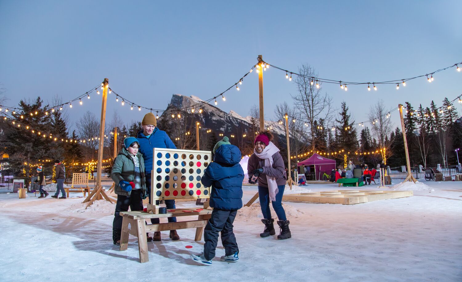 A family plays at the Play Zone in Banff during the Snow Days festival.