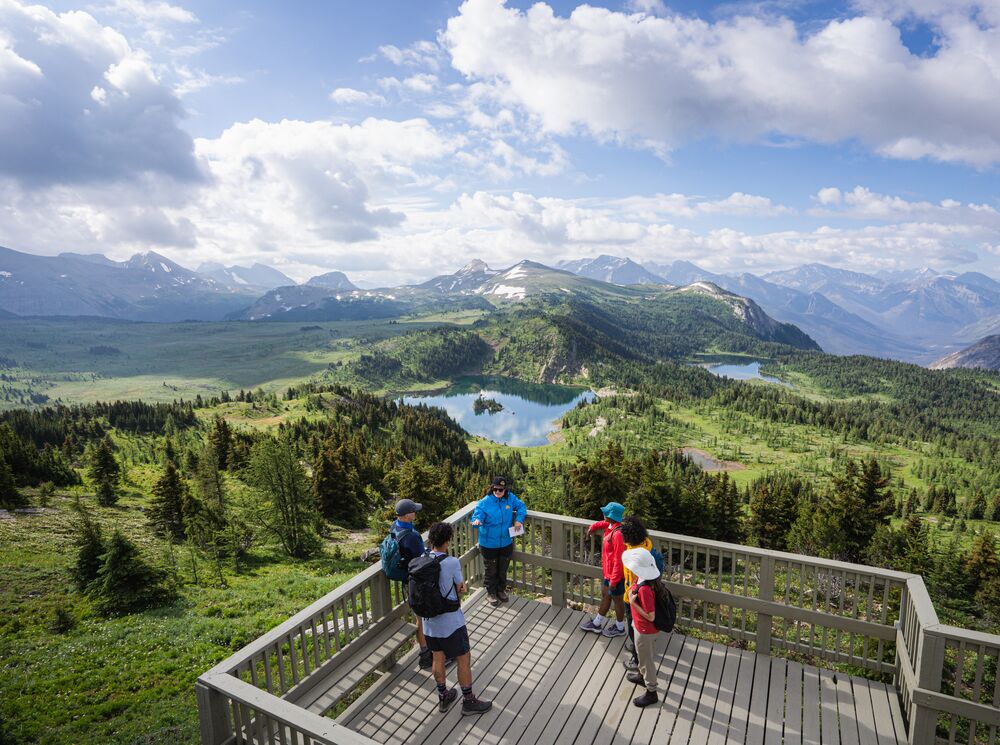 Guided hike at Sunshine Meadows near Banff National Park.